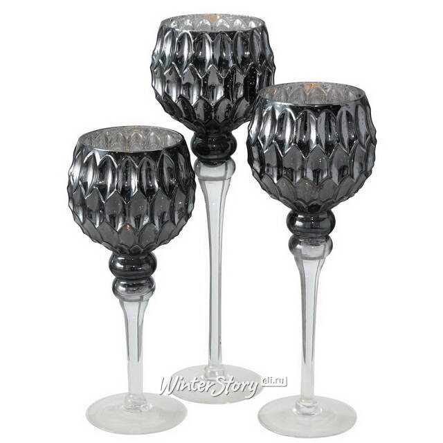 Набор стеклянных подсвечников - бокалов Claudio 30-40 см, 3 шт Boltze