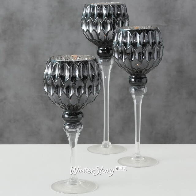 Набор стеклянных подсвечников - бокалов Claudio 30-40 см, 3 шт Boltze