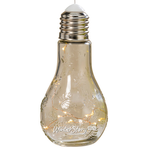 Декоративный подвесной светильник Лампа Флоранж 18 см прозрачный, на батарейках, стекло, IP20 Boltze