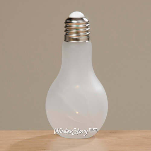 Декоративный стеклянный светильник Лампочка Эдисона 19 см белый, на батарейках, IP20 Boltze