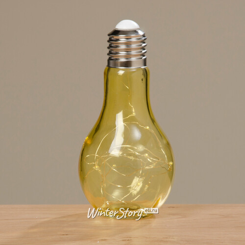 Декоративный стеклянный светильник Лампочка Эдисона 19 см золотой, на батарейках, IP20 Boltze