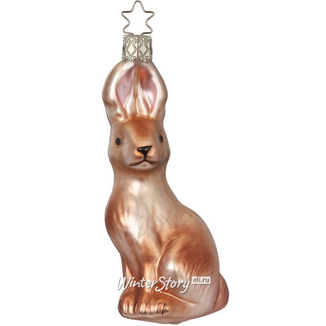 Стеклянная елочная игрушка Зайка Марго 12 см, подвеска Inge Glas (Инге Глас)