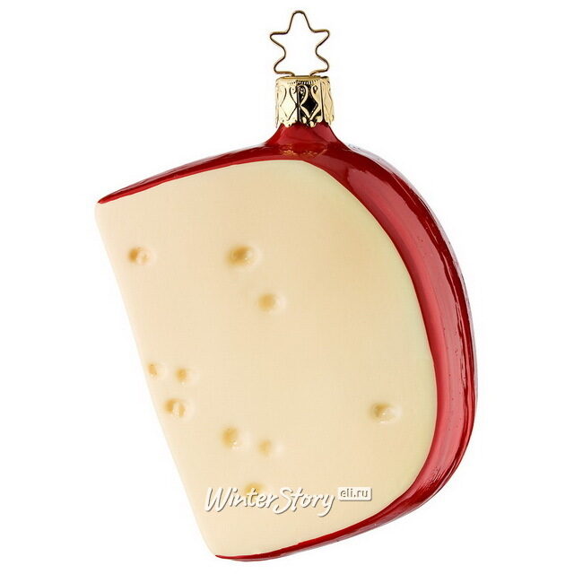 Стеклянная елочная игрушка Сыр Гауда 10 см Inge Glas