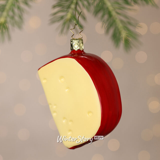 Стеклянная елочная игрушка Сыр Гауда 10 см Inge Glas