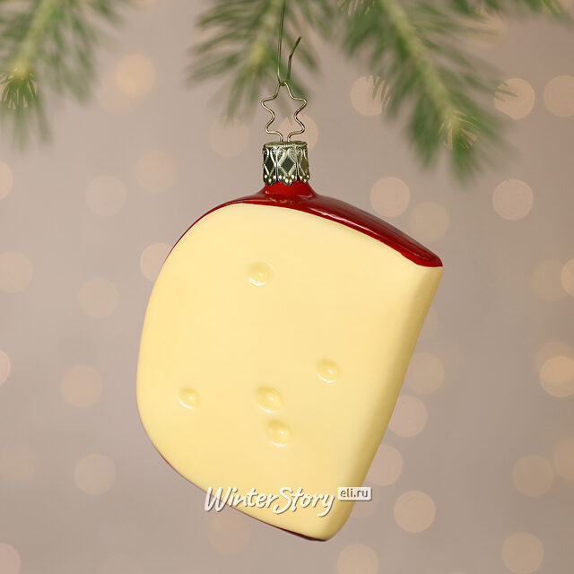 Стеклянная елочная игрушка Сыр Гауда 10 см Inge Glas