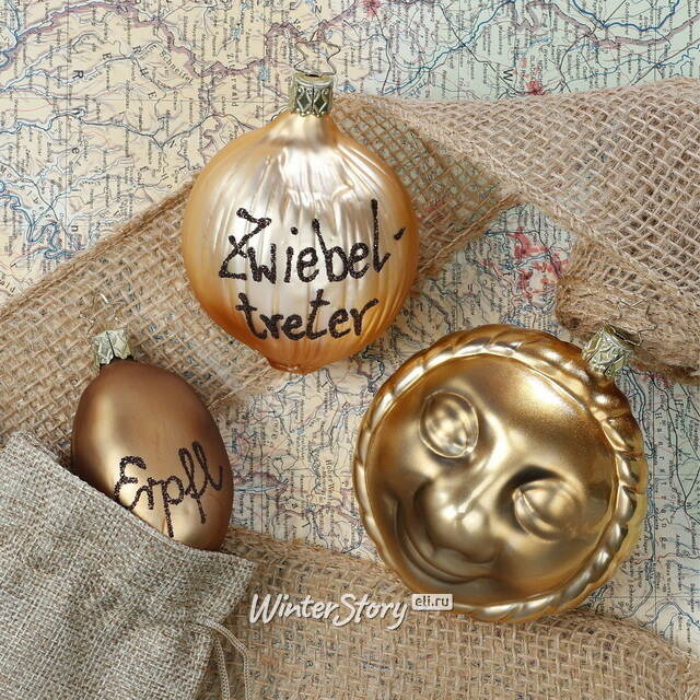 Стеклянная елочная игрушка Золотое Светило 10 см Inge Glas