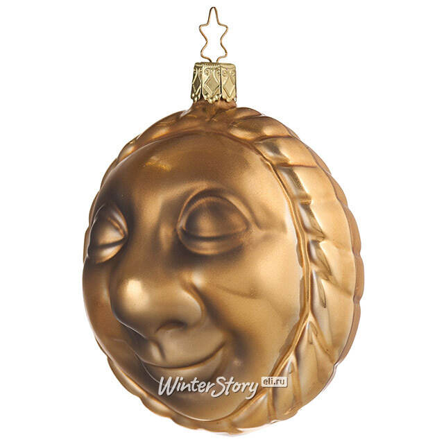 Стеклянная елочная игрушка Золотое Светило 10 см Inge Glas