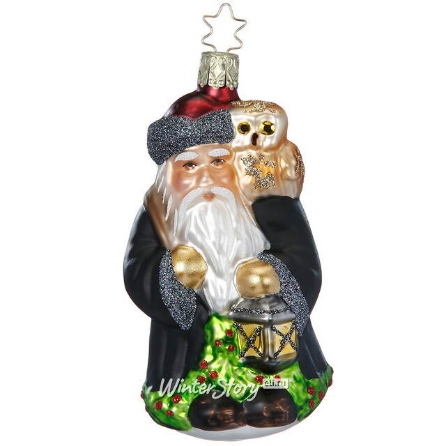 Стеклянная елочная игрушка Санта Альбус 12 см Inge Glas