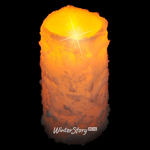 Светильник свеча восковая Снежная 10*8 см янтарное пламя на батарейках Edelman