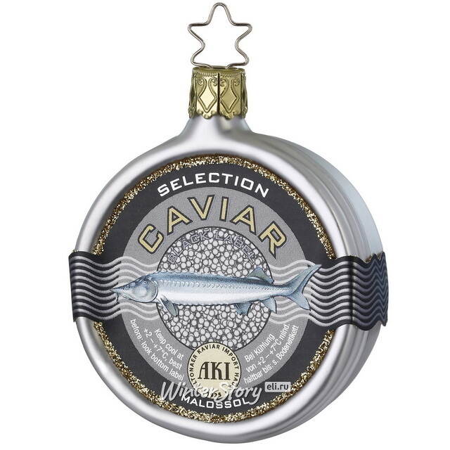 Стеклянная елочная игрушка Баночка Черной Икры - Sacrofano 8 см, черная Inge Glas