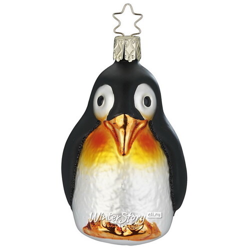 Стеклянная елочная игрушка Императорский пингвин 9 см, подвеска Inge Glas