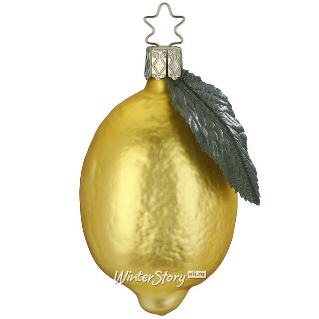Стеклянная елочная игрушка Лимон 9 см, подвеска Inge Glas
