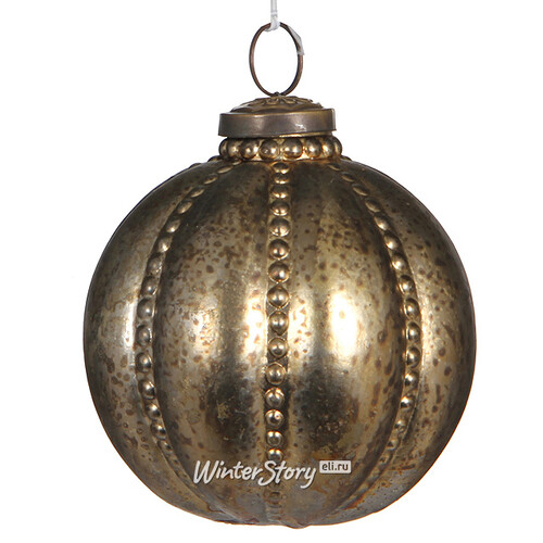 Винтажный шар Тыковка 10 см золотой состаренный, стекло Edelman