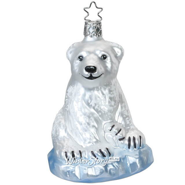 Стеклянная елочная игрушка Медведица Нико - Ice Country 12 см Inge Glas
