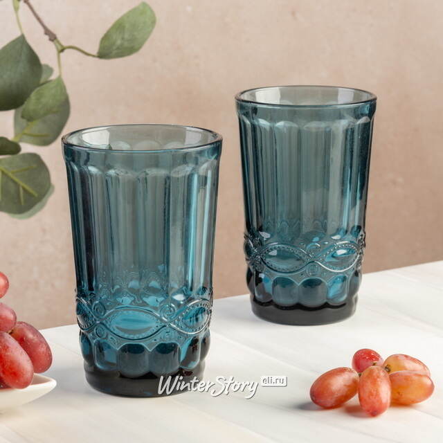 Стакан для воды Монруж 300 мл синий, стекло Boltze