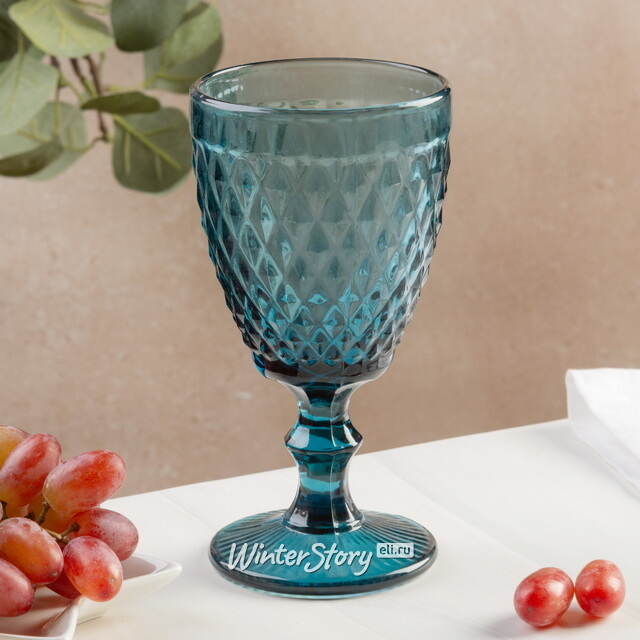 Бокал для вина Шатель 17 см синий, стекло Boltze