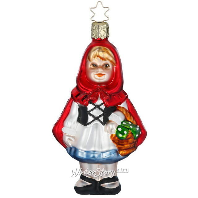 Стеклянные елочные игрушки Красная Шапочка и Волк 12-14 см, 2 шт Inge Glas (Инге Глас)