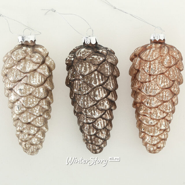 Набор стеклянных елочных игрушек Шишки Жорди 12 см, 12 шт Boltze