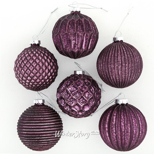 Набор винтажных шаров Магдалена 8 см фиолетовый, 12 шт, стекло Boltze