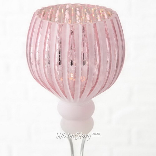 Набор стеклянных подсвечников-бокалов Виндлайт 30-40 см розовый, 3 шт Boltze