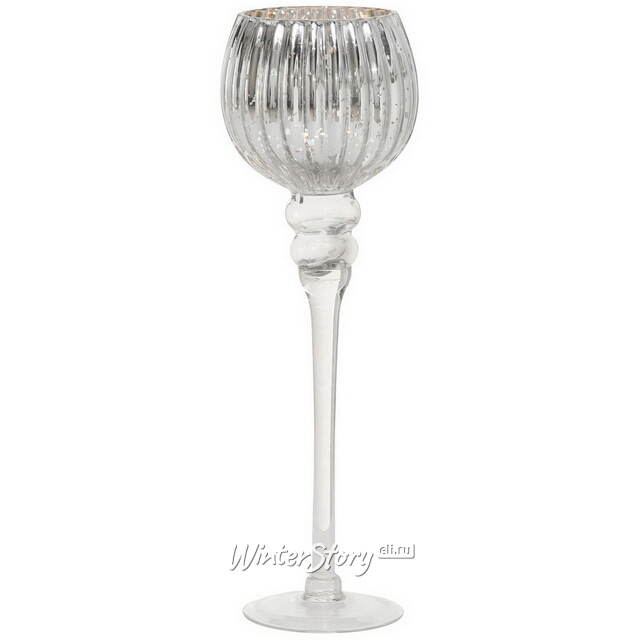 Набор стеклянных подсвечников-бокалов Виндлайт 30-40 см серый, 3 шт Boltze