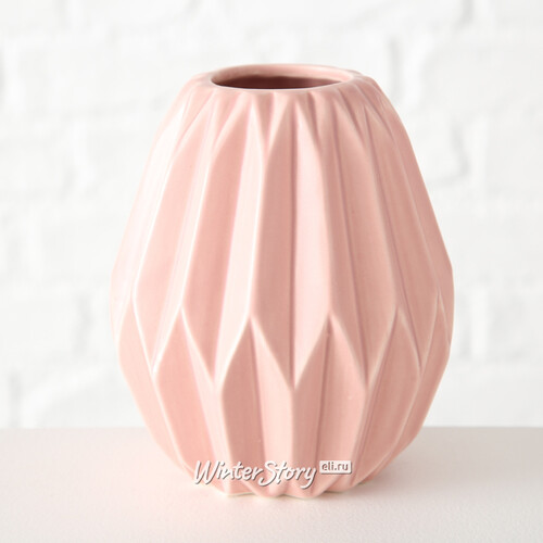 Керамическая вазочка Тампа 13 см нежно-розовая Boltze