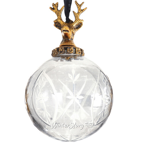 Винтажный елочный шар Ар Нуво - Олень 16*10 см дымчатый, стекло Boltze
