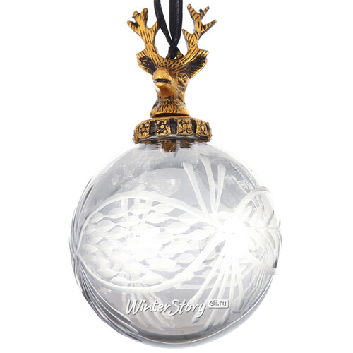 Винтажный елочный шар Ар Нуво - Олень 16*10 см дымчатый, стекло Boltze