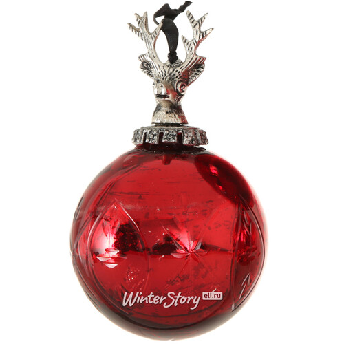 Винтажный елочный шар Ар Нуво - Олень 16*10 см красный, стекло Boltze