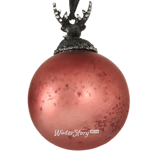 Винтажный елочный шар Ар Нуво - Олень 12*8 см розовый, стекло Boltze