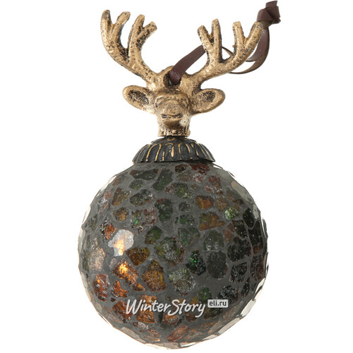 Винтажный елочный шар Лесная Мозаика 14*8 см, стекло Boltze
