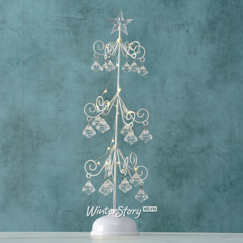 Декоративная светящаяся елка Даймонд 40 см, 20 теплых белых мини LED ламп, на батарейках Boltze
