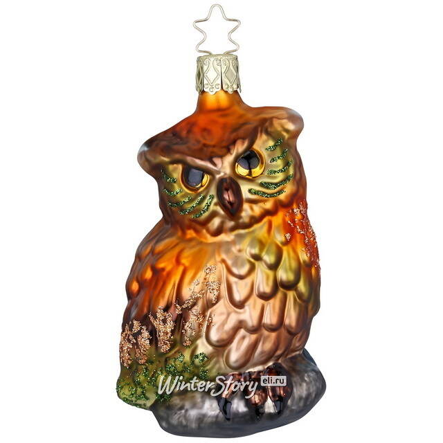 Стеклянная елочная игрушка Сова Джиселла - Bankfoot 11 см Inge Glas (Инге Глас)
