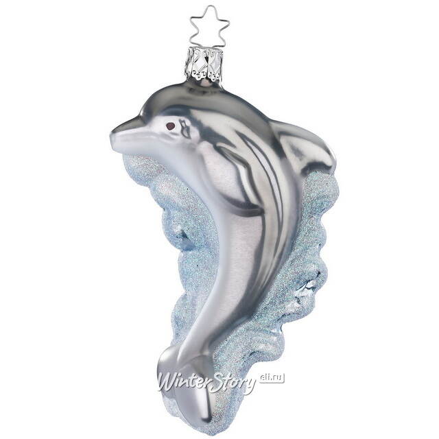 Стеклянная елочная игрушка Дельфин Фонз - Antrim 13 см Inge Glas (Инге Глас)