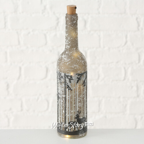 Декоративный светильник - бутылка Снежный Лес 33 см кофейная, на батарейках Boltze