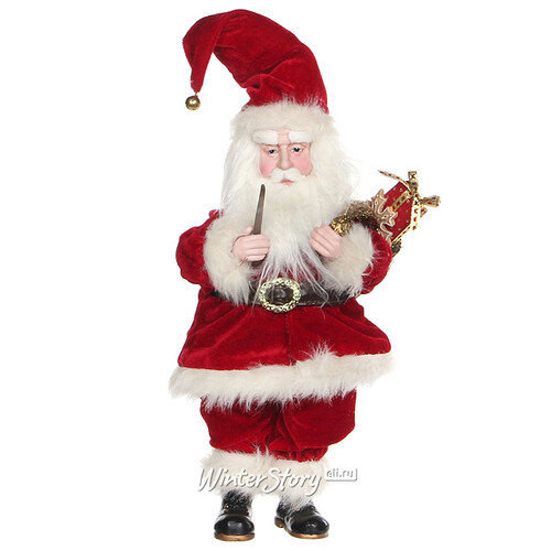 Санта с трубкой в красном камзоле 33*19*15 см Katherine’s Collection