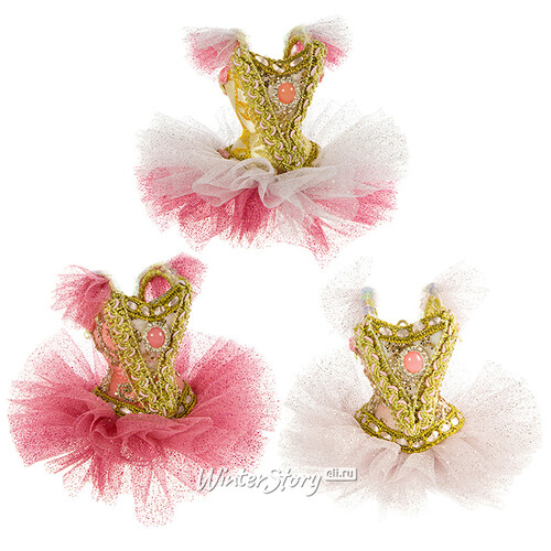 Элитная елочная игрушка Платье балерины Жозефины 10 см розовое, подвеска Katherine’s Collection