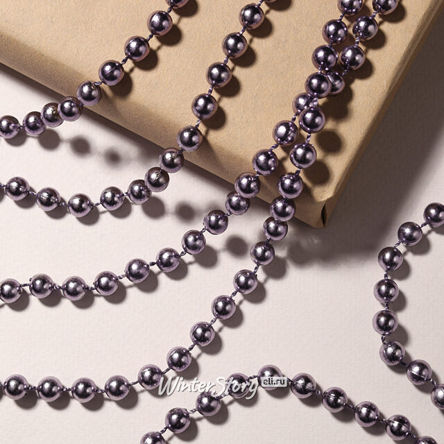 Бусы на елку Бисер 8 мм*10 м сиреневые, пластиковые Winter Deco