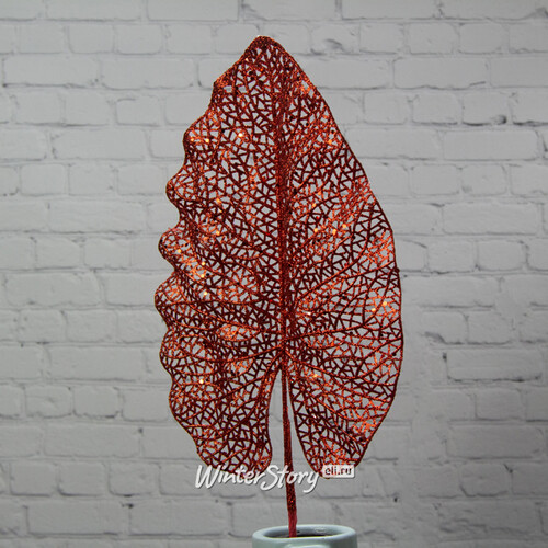 Декоративная ветка Сверкающий лист Филодендрона 78 см, красный Hogewoning