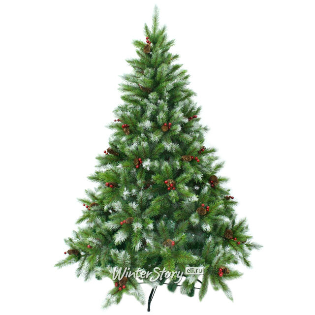 Искусственная елка Айс Тиффани 160 см с ягодами и шишками, ЛЕСКА + ПВХ Beatrees