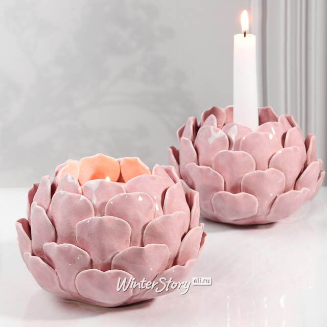 Керамический подсвечник Carciofo 9 см нежно-розовый Boltze