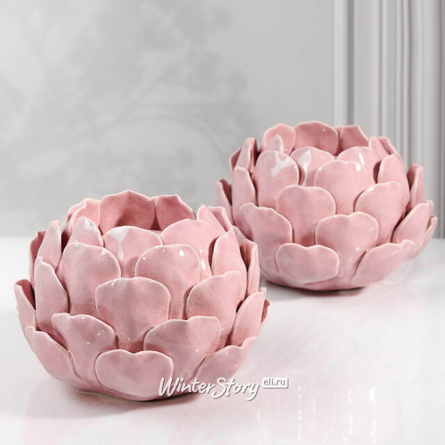 Керамический подсвечник Carciofo 9 см нежно-розовый Boltze