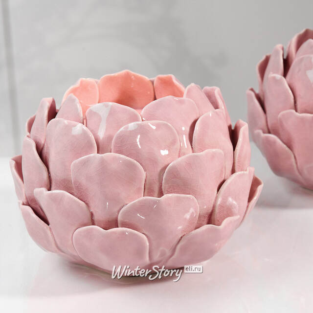 Керамический подсвечник Carciofo 9 см нежно-розовый Boltze