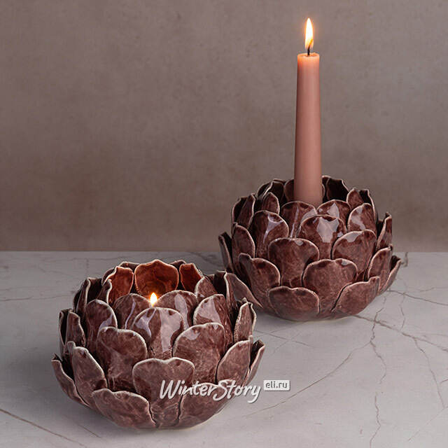 Керамический подсвечник Carciofo 9 см шоколадный марсала Boltze