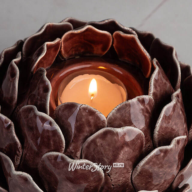 Керамический подсвечник Carciofo 9 см шоколадный марсала Boltze