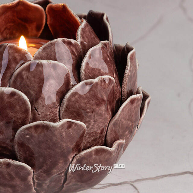 Керамический подсвечник Carciofo 9 см шоколадный марсала Boltze