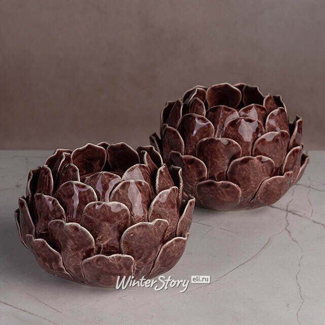 Керамический подсвечник Carciofo 9 см шоколадный марсала Boltze