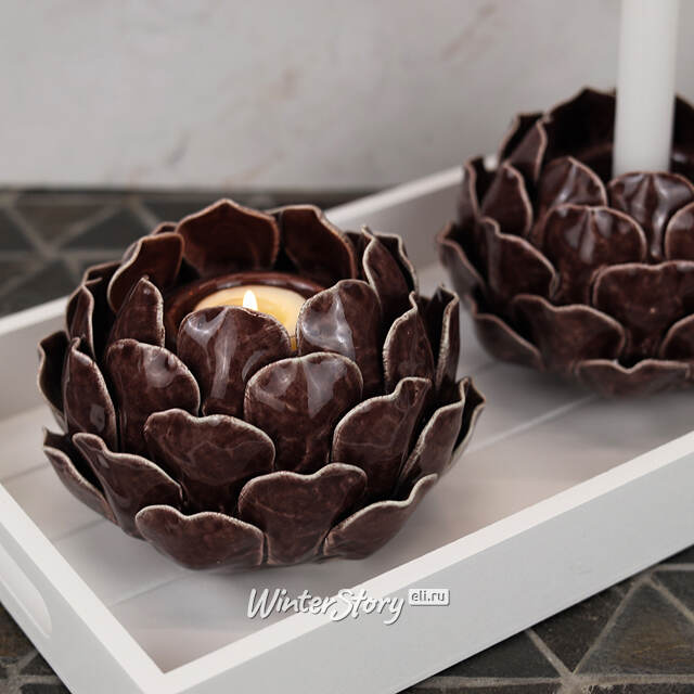 Керамический подсвечник Carciofo 9 см шоколадный марсала Boltze