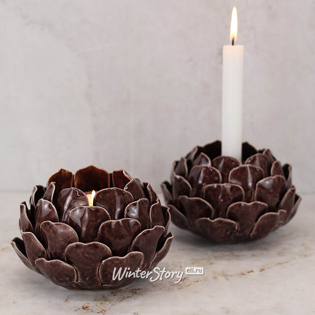 Керамический подсвечник Carciofo 9 см шоколадный марсала Boltze