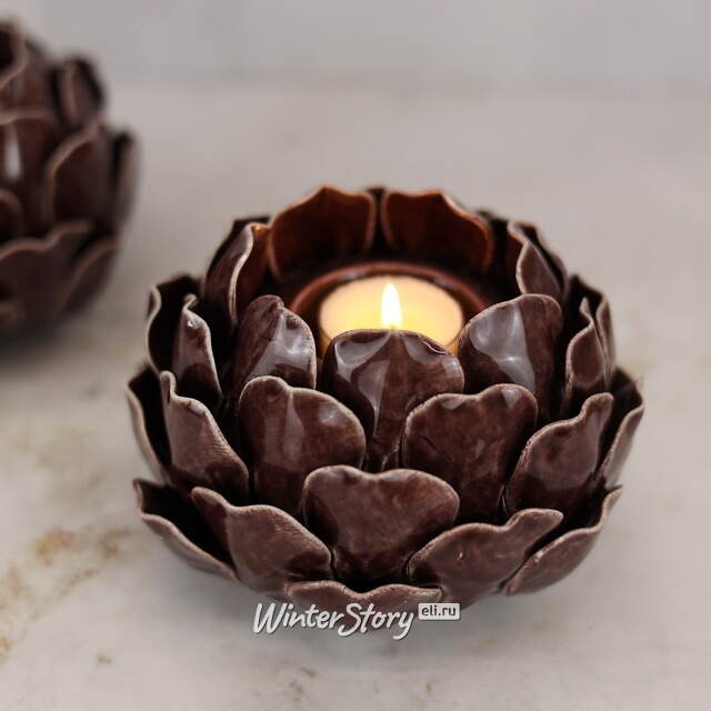 Керамический подсвечник Carciofo 9 см шоколадный марсала Boltze